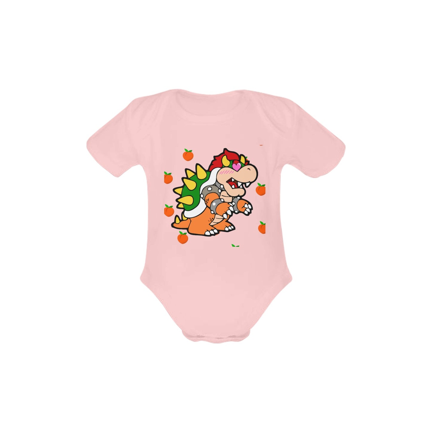 Mario Bros. - Bowser Loves Peaches Peaches Peaches Peaches Peaches Baby Powder Organic Short Sleeve One Piece