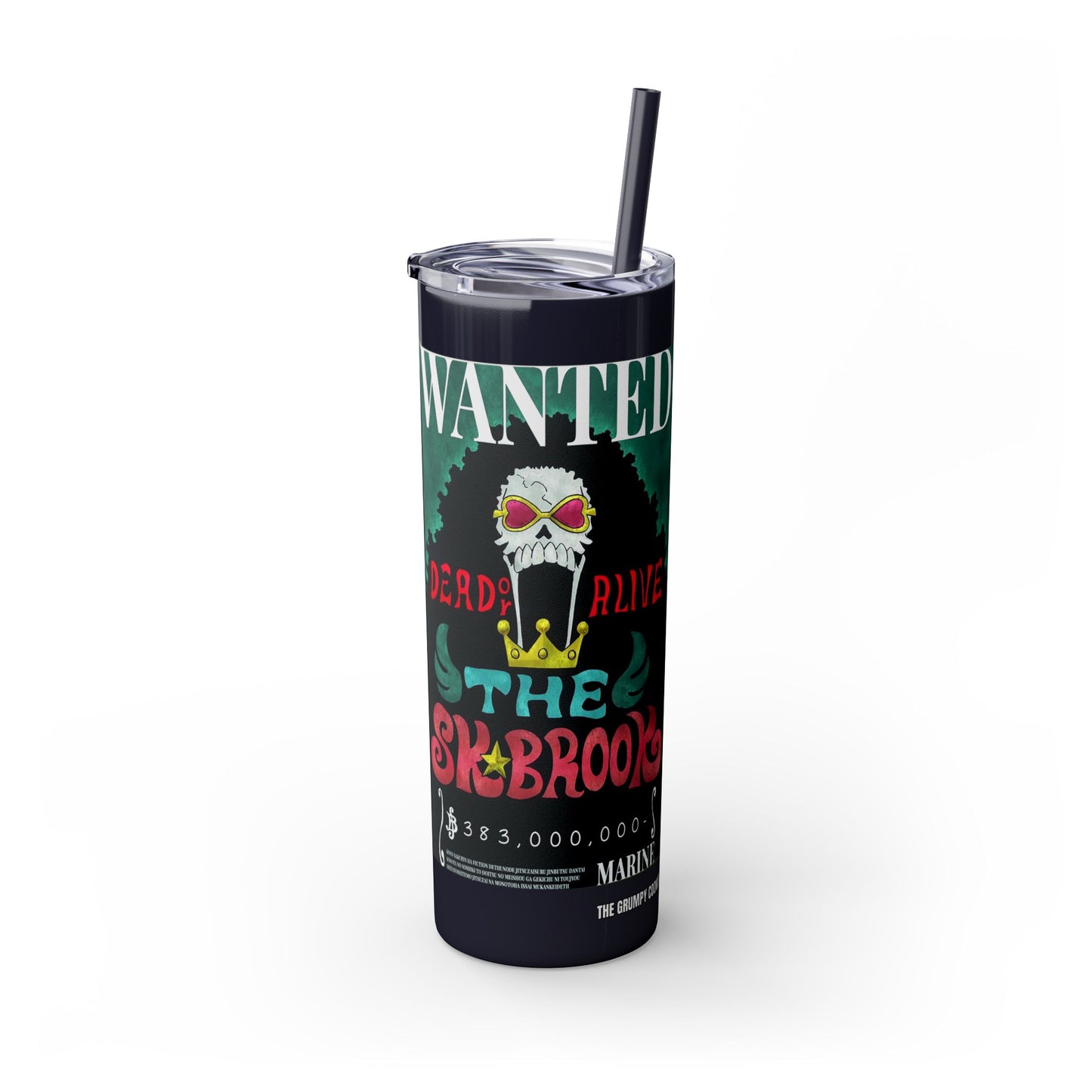 One Piece - Brook Wanted Poster Tumbler with Straw, 20oz