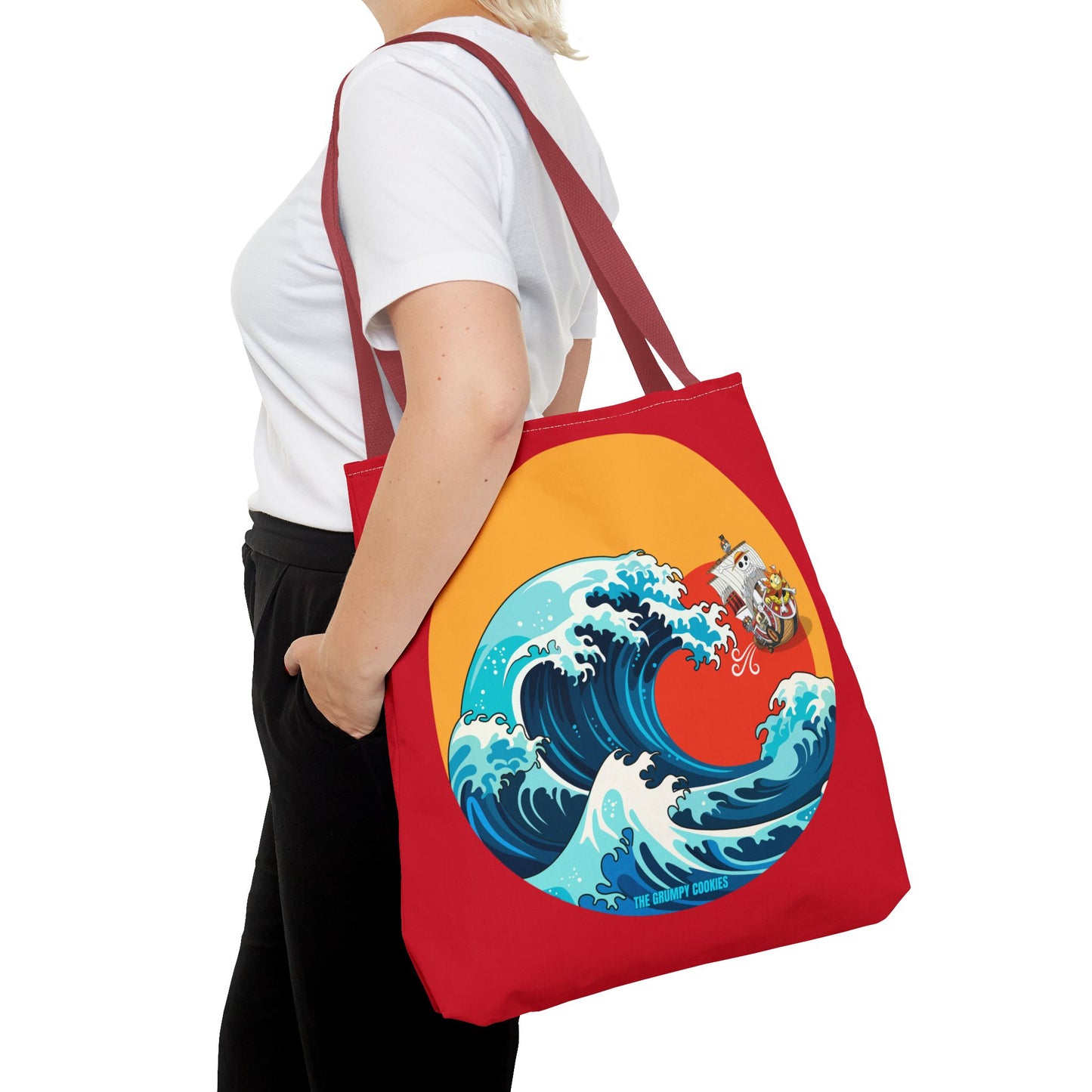 One Piece - Riding the Wave Dark Red Tote Bag