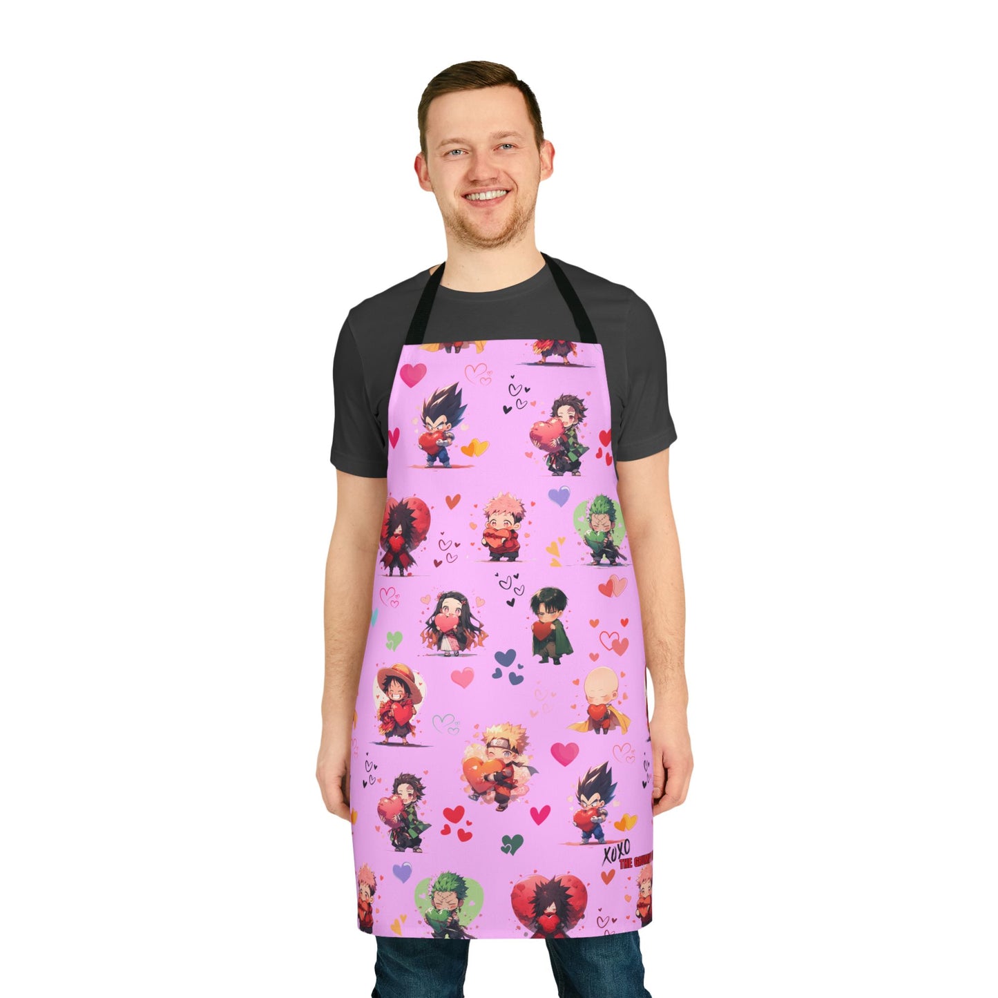 Chibi Anime Friends - Lotsa Love Pink Graphic Kitchen Apron