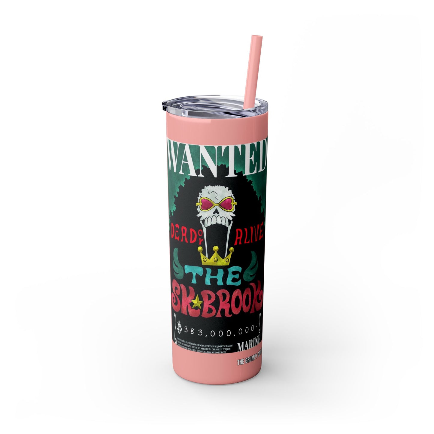 One Piece - Brook Wanted Poster Tumbler with Straw, 20oz