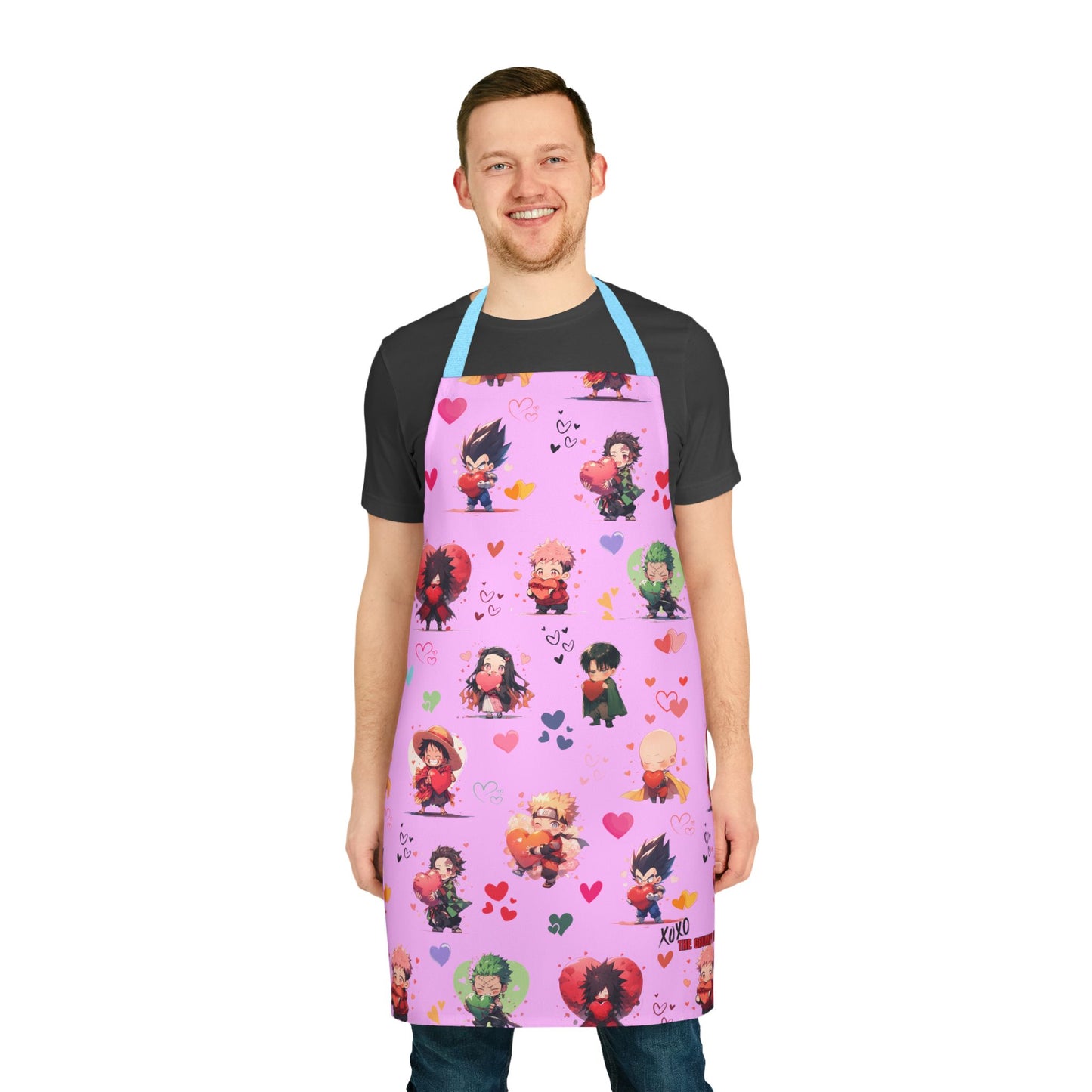Chibi Anime Friends - Lotsa Love Pink Graphic Kitchen Apron