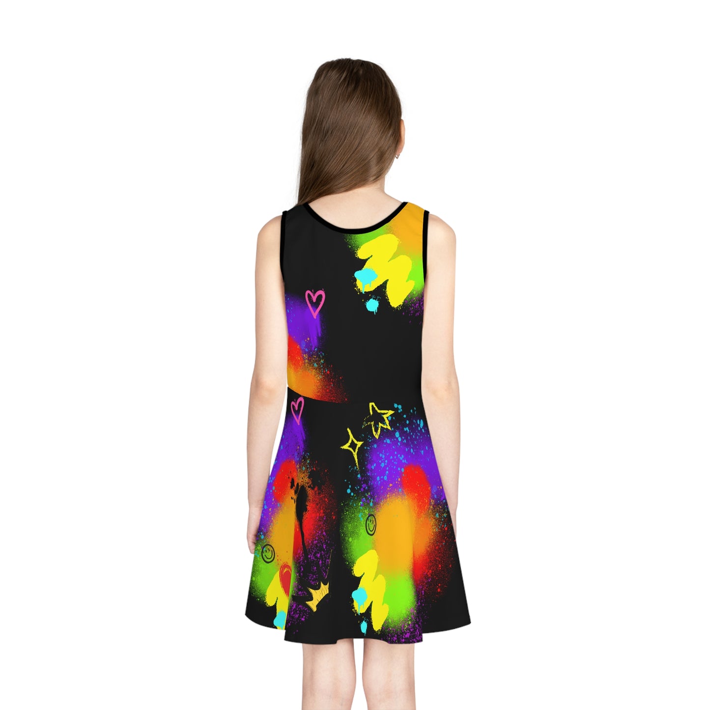 The Grumpy Cookies - Bianca the Fox Girls' Sleeveless Black Sundress