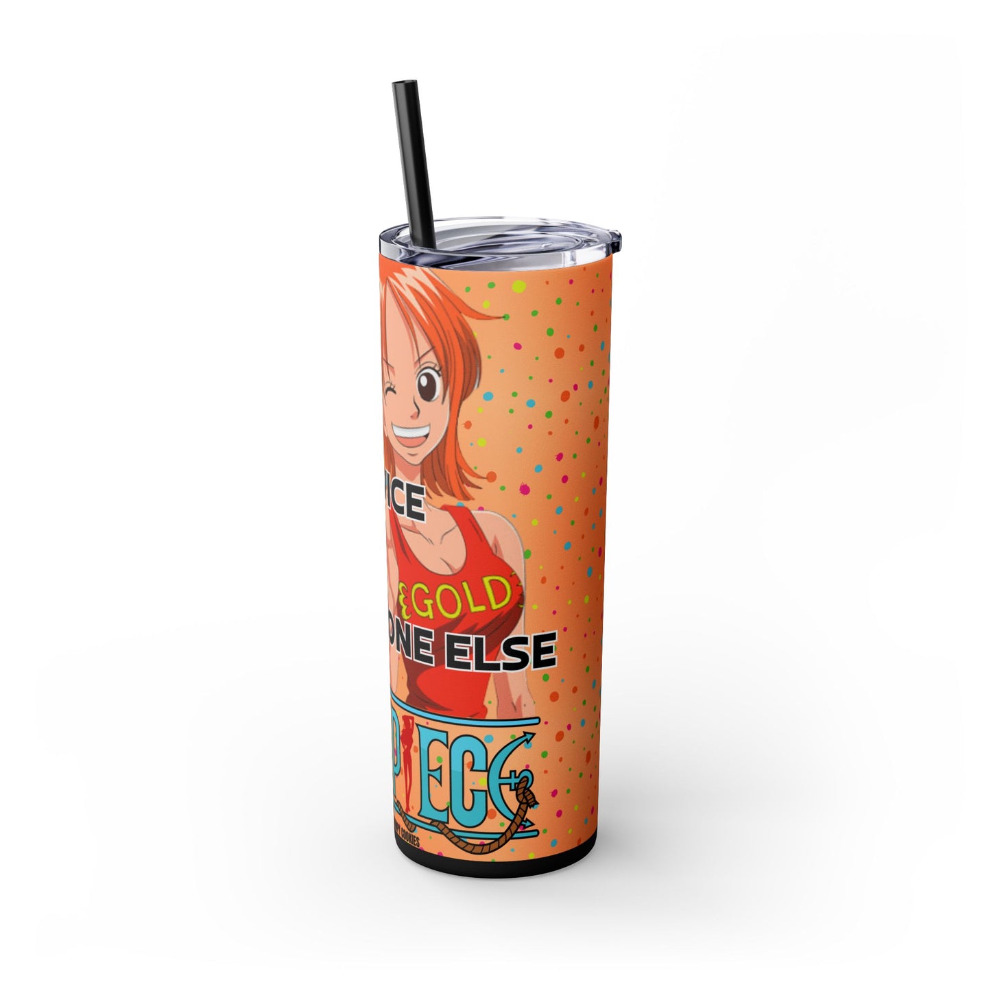 One Piece - Fast and Free Service Skinny Tumbler with Straw, 20oz