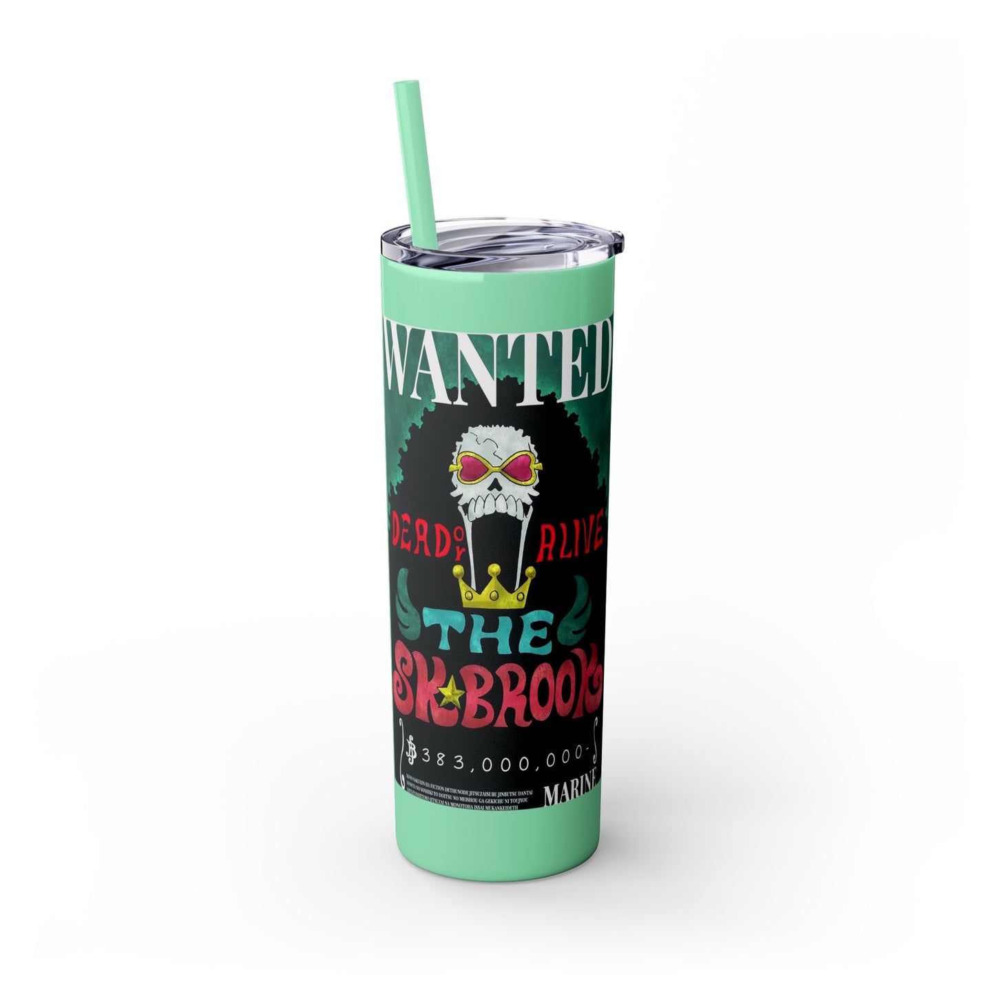 One Piece - Brook Wanted Poster Tumbler with Straw, 20oz