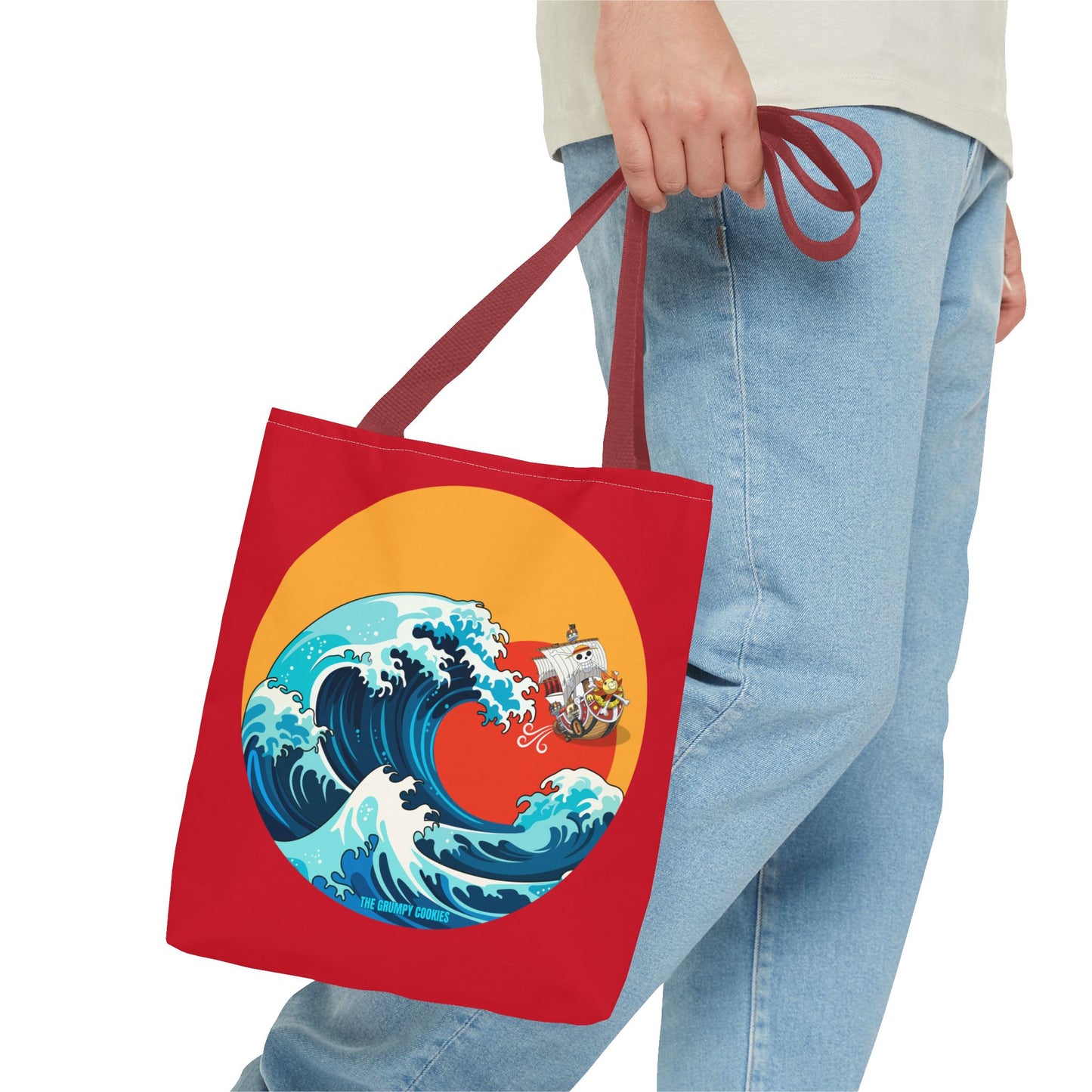 One Piece - Riding the Wave Dark Red Tote Bag