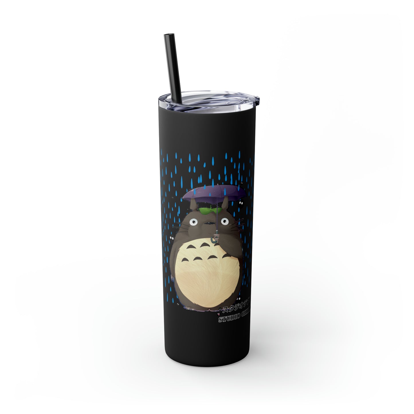 Studio Ghibli - My Neighbor Totoro - Totoro in the Rain Skinny Tumbler with Straw, 20oz