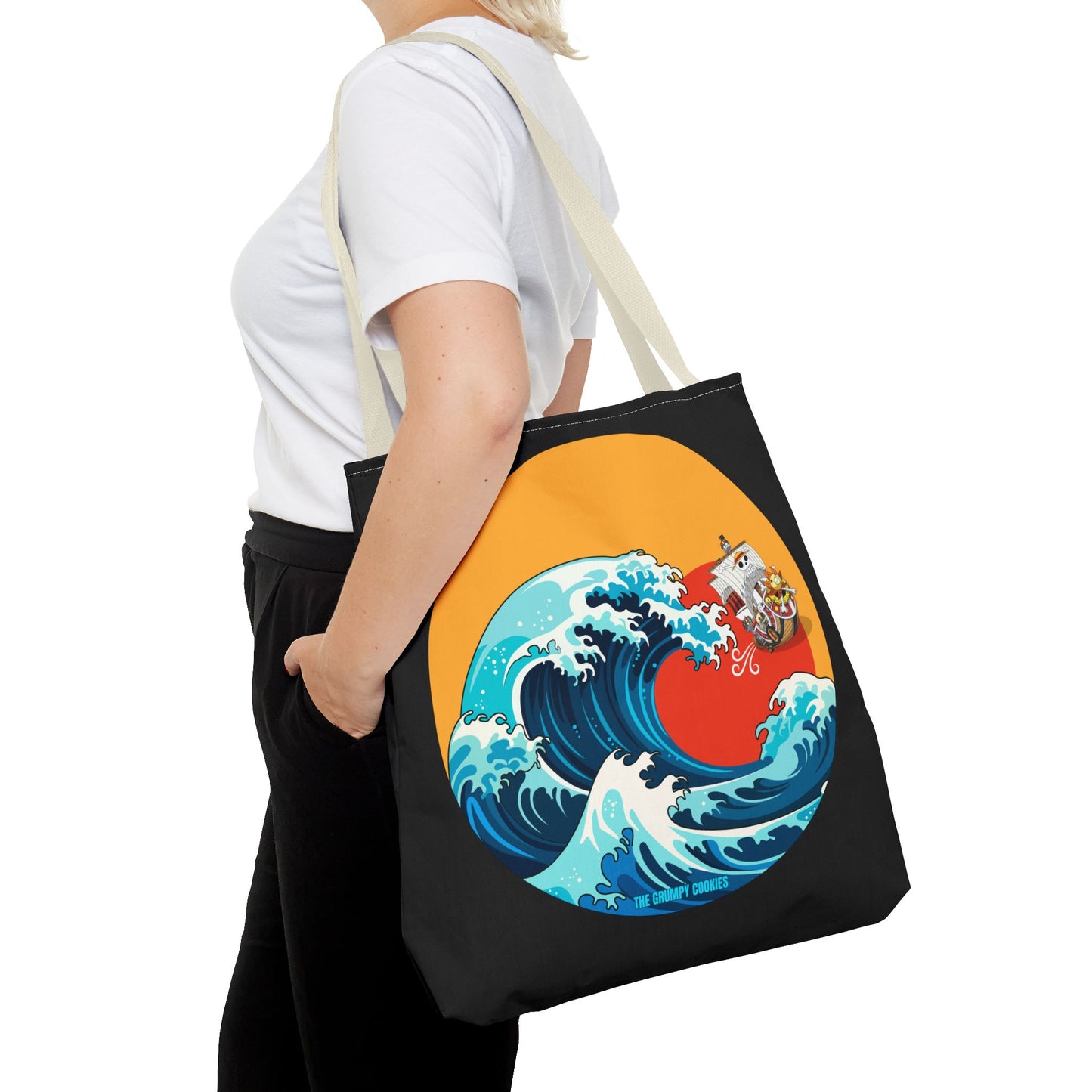 One Piece - Riding the Wave Black Tote Bag