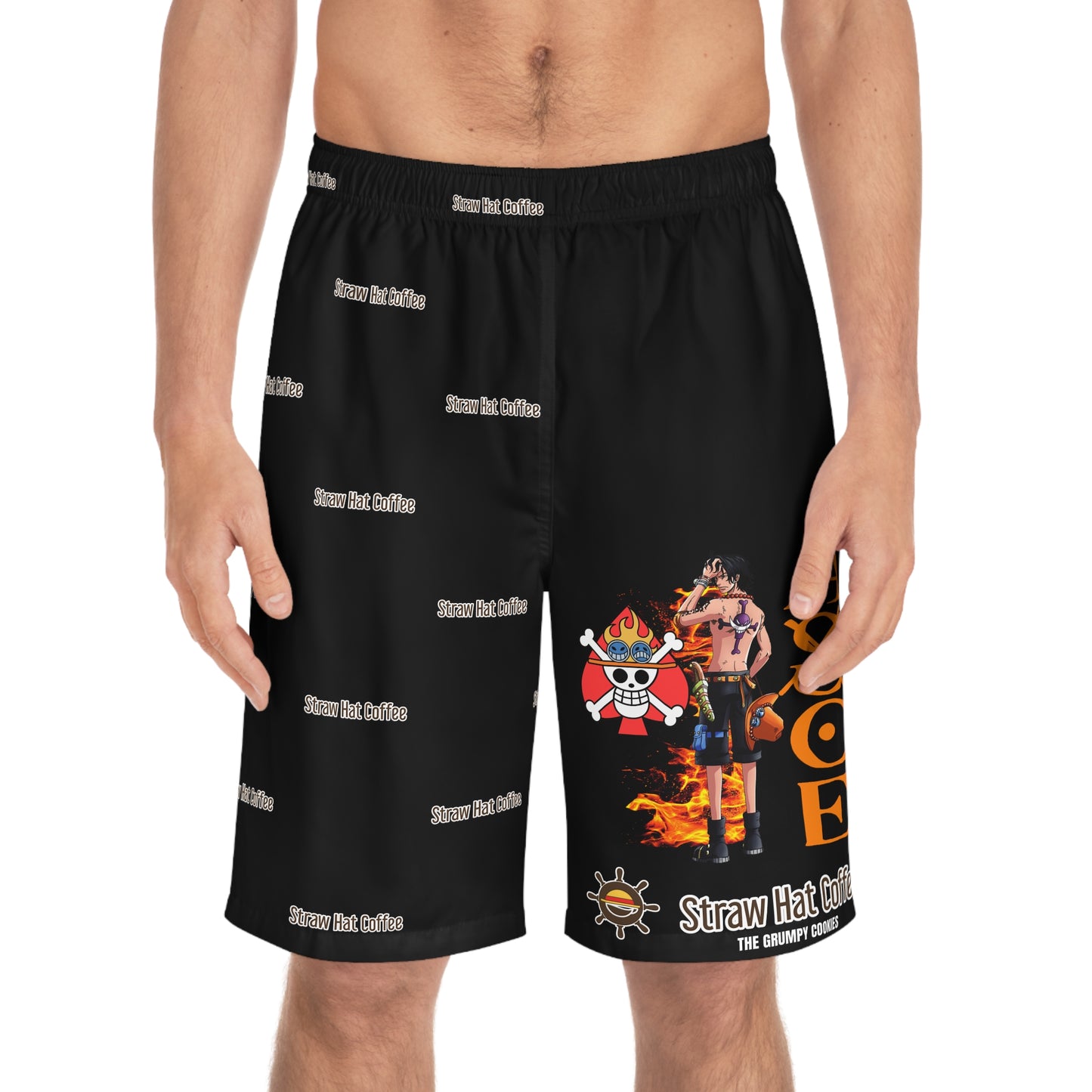 Straw Hat Coffee - Burn It Up Men's Board Shorts