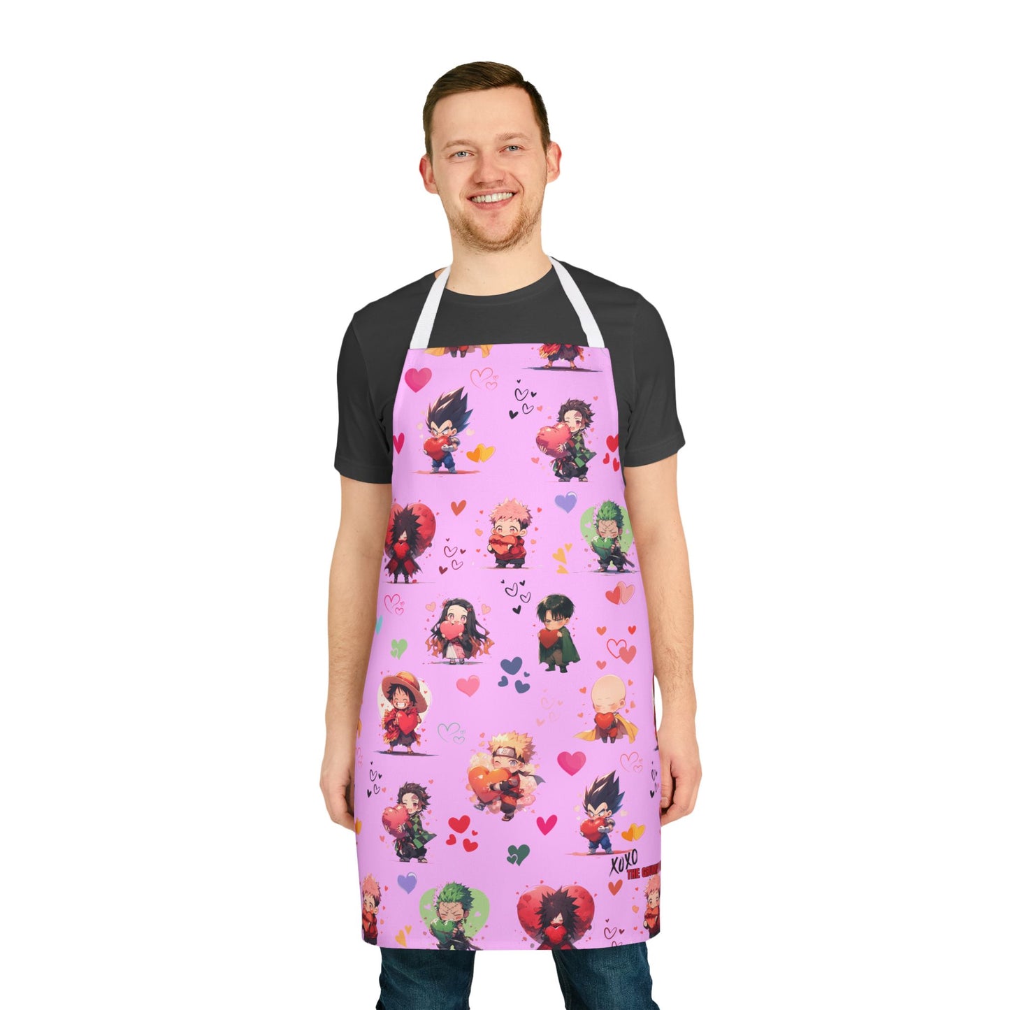 Chibi Anime Friends - Lotsa Love Pink Graphic Kitchen Apron