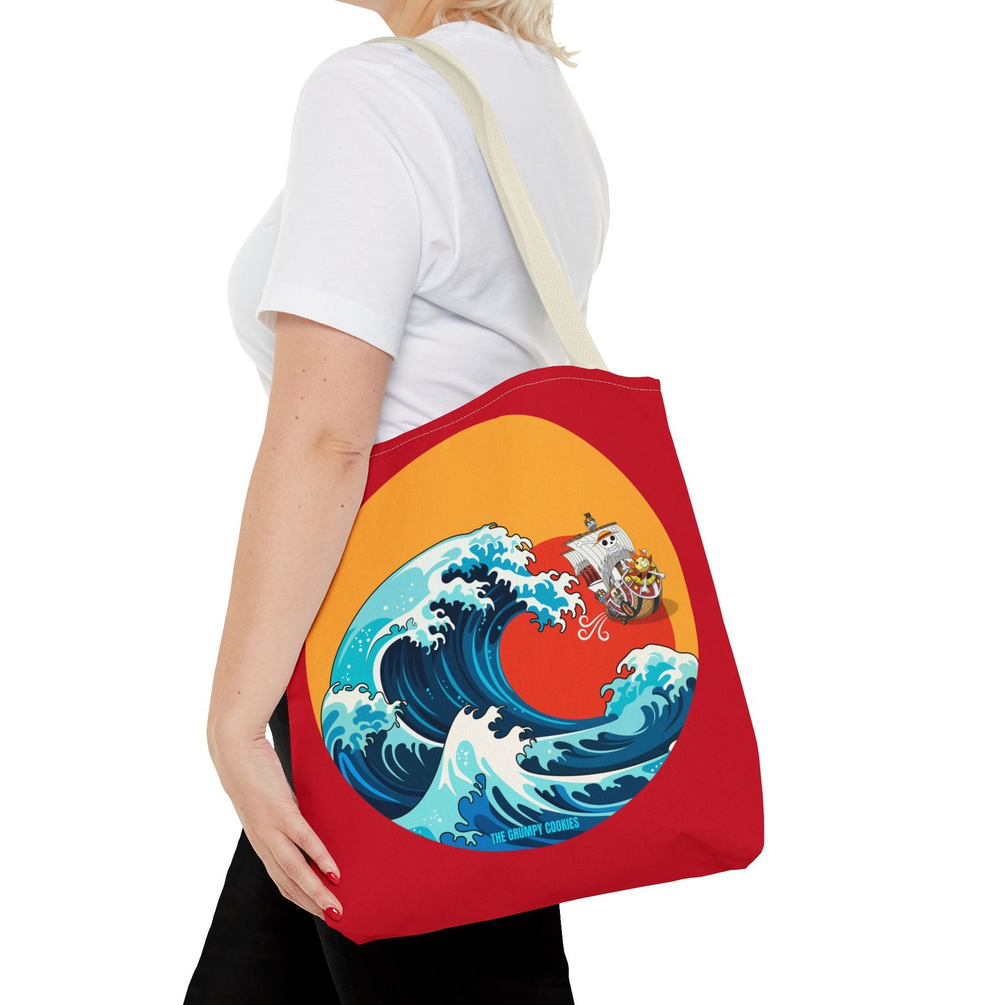 One Piece - Riding the Wave Dark Red Tote Bag
