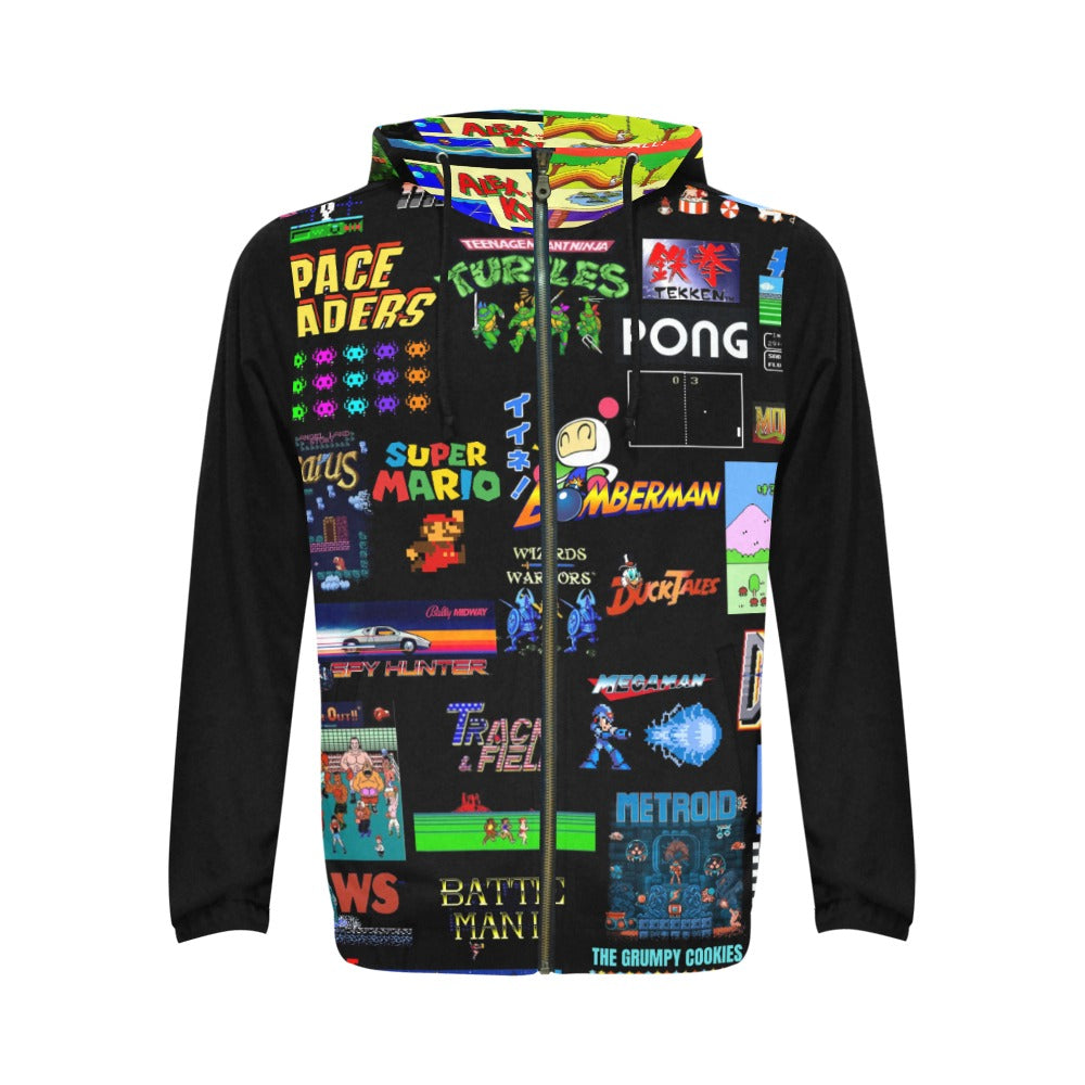 The Grumpy Cookies - Old School Gamer Men's All Over Print Full Zip Hoodie