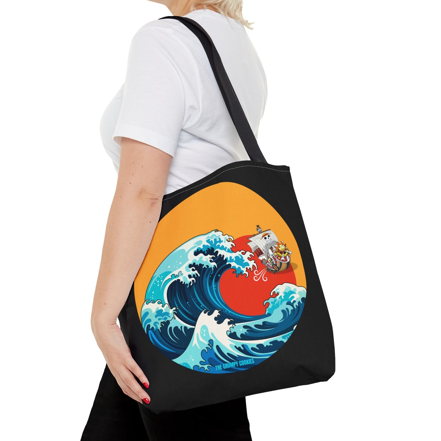 One Piece - Riding the Wave Black Tote Bag