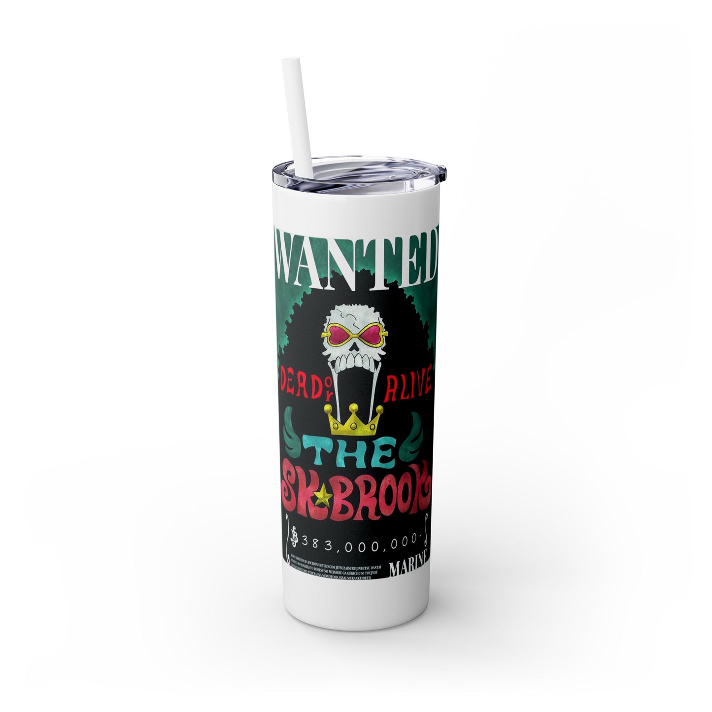 One Piece - Brook Wanted Poster Tumbler with Straw, 20oz