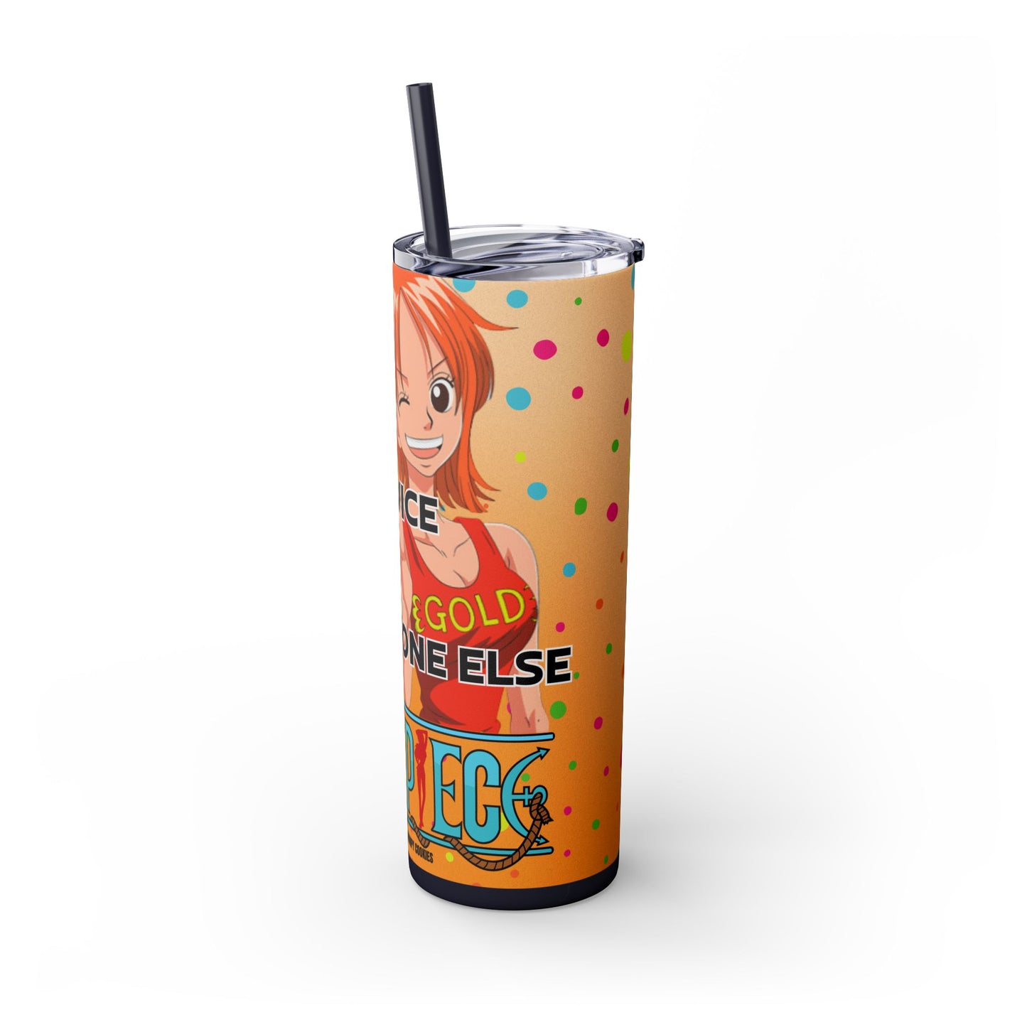 One Piece - Fast and Free Service Skinny Tumbler with Straw, 20oz