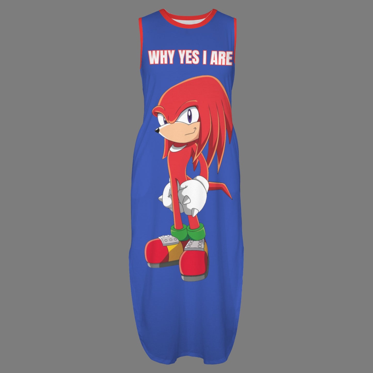 Sonic - WhyWhy Yes I Are Round Neck Sundress Pocket Maxi Dress