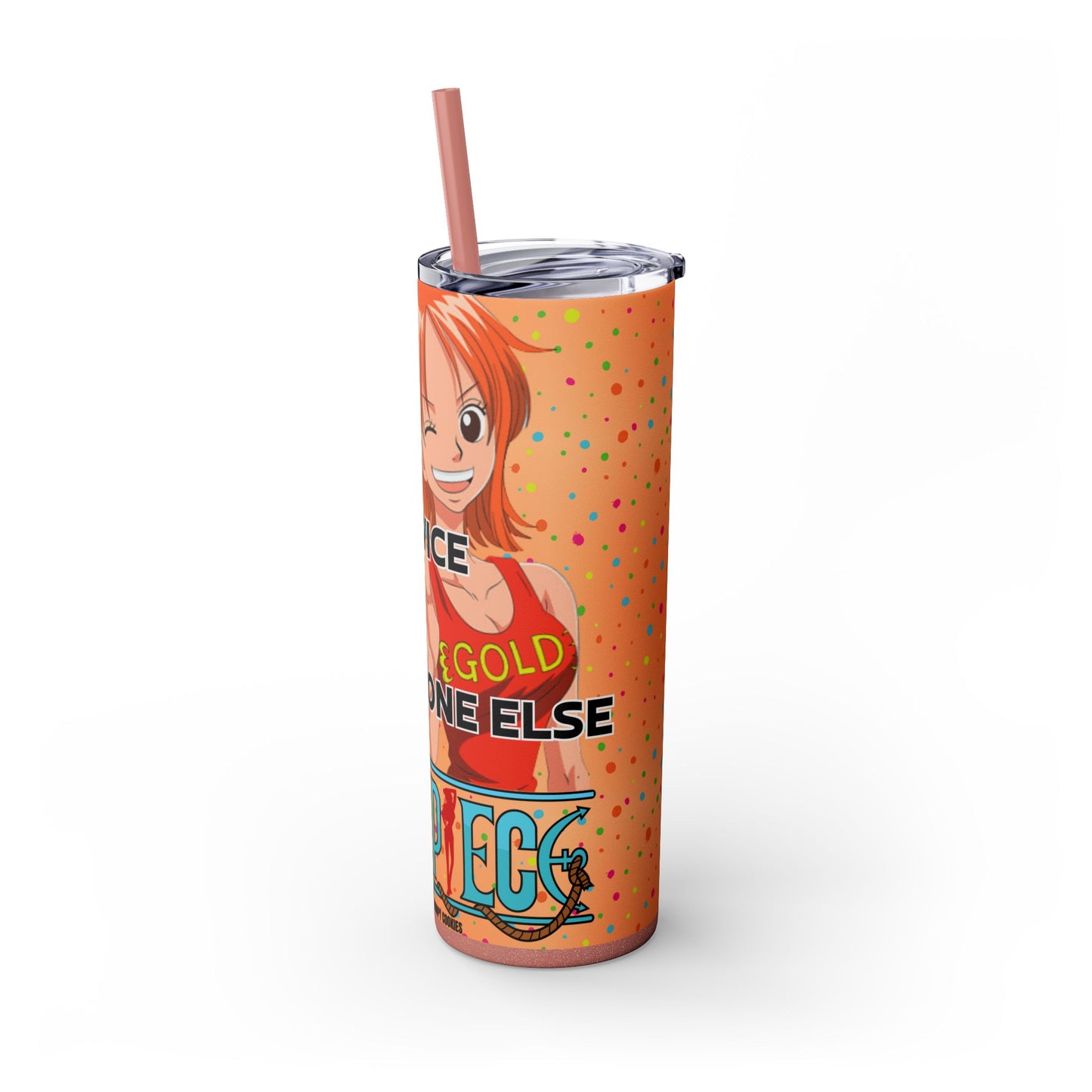 One Piece - Fast and Free Service Skinny Tumbler with Straw, 20oz