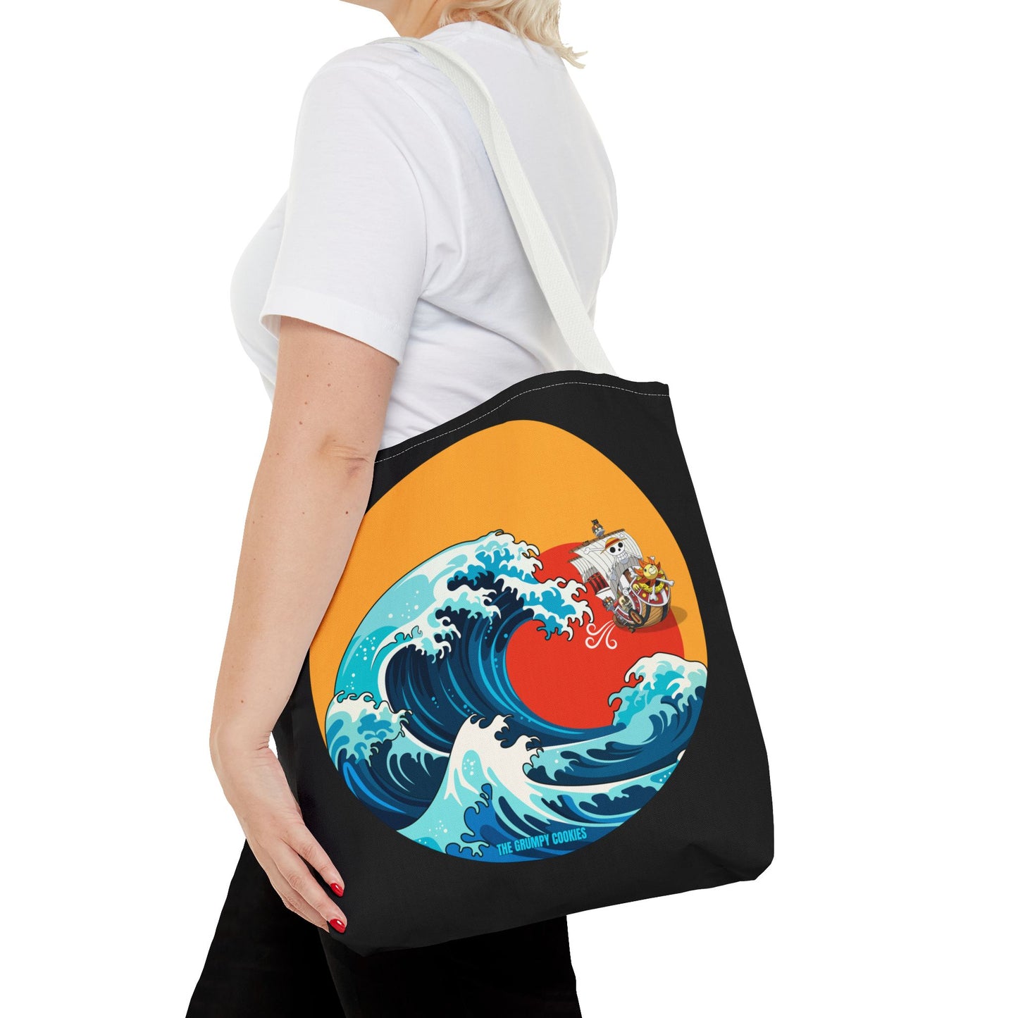 One Piece - Riding the Wave Black Tote Bag