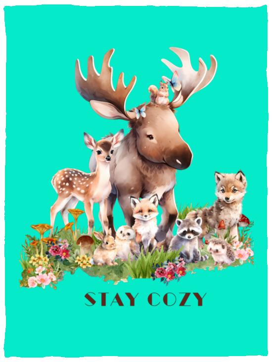 The Grumpy Cookies - Woodland Babies Stay Cozy Plush Fleece Blanket - 30x40