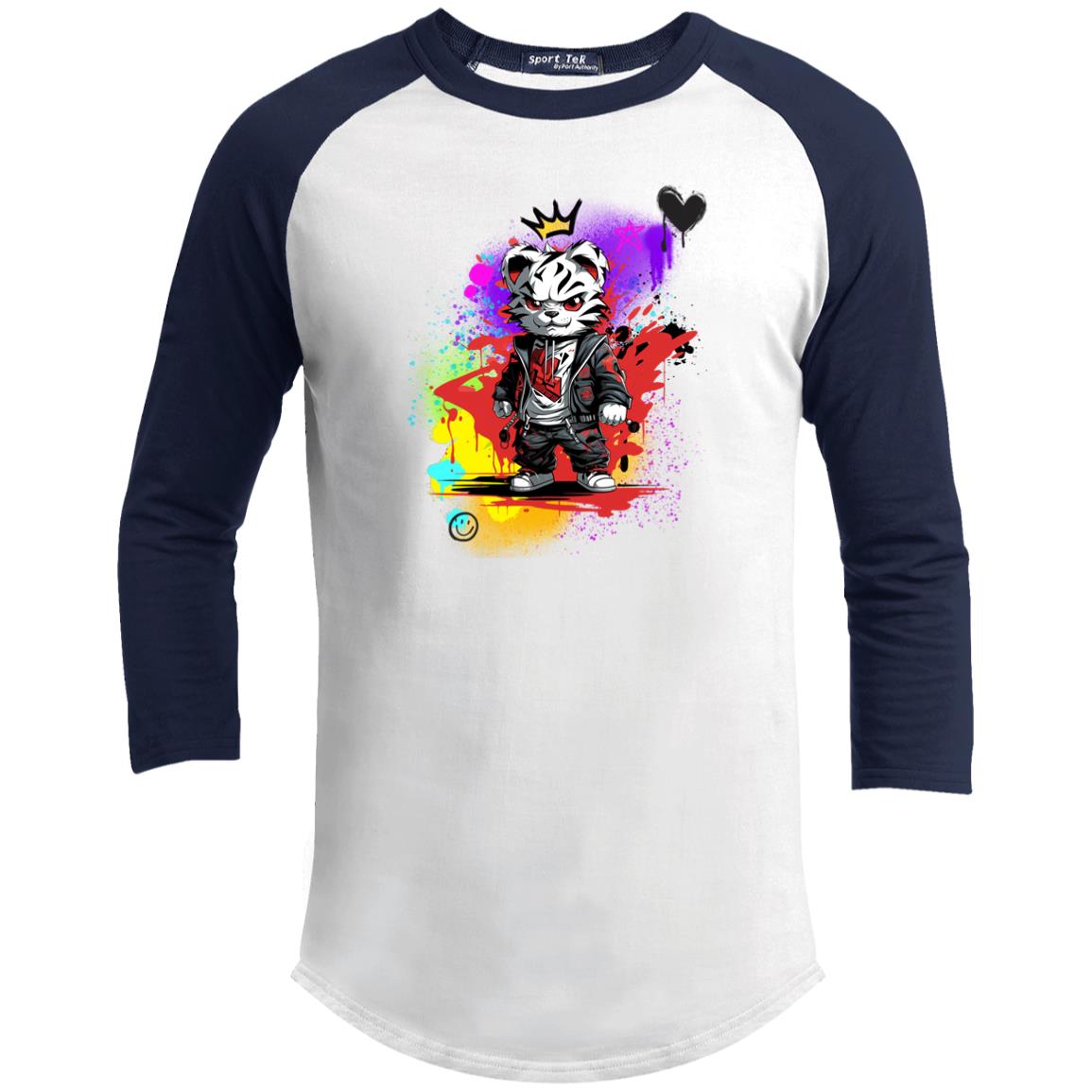 The Grumpy Cookies - Felix the White Tiger Youth 3/4 Raglan Sleeve Shirt