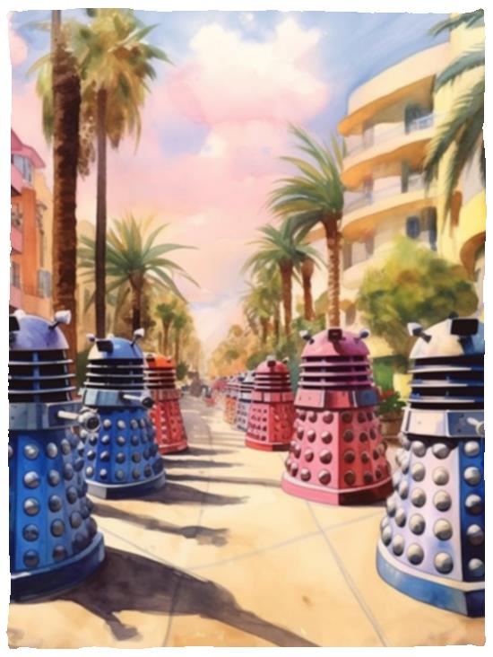 Dr Who - Daleks on Vacay Cozy Plush Fleece Blanket - 30x40