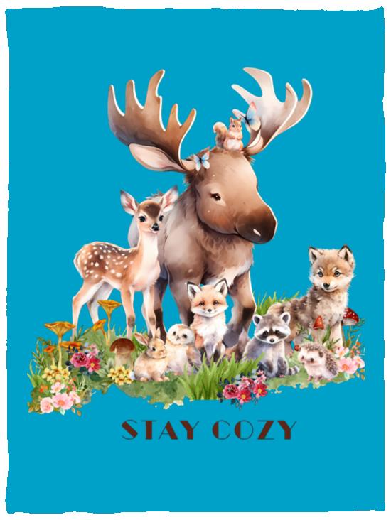 The Grumpy Cookies - Woodland Babies Stay Cozy Plush Fleece Blanket - 30x40