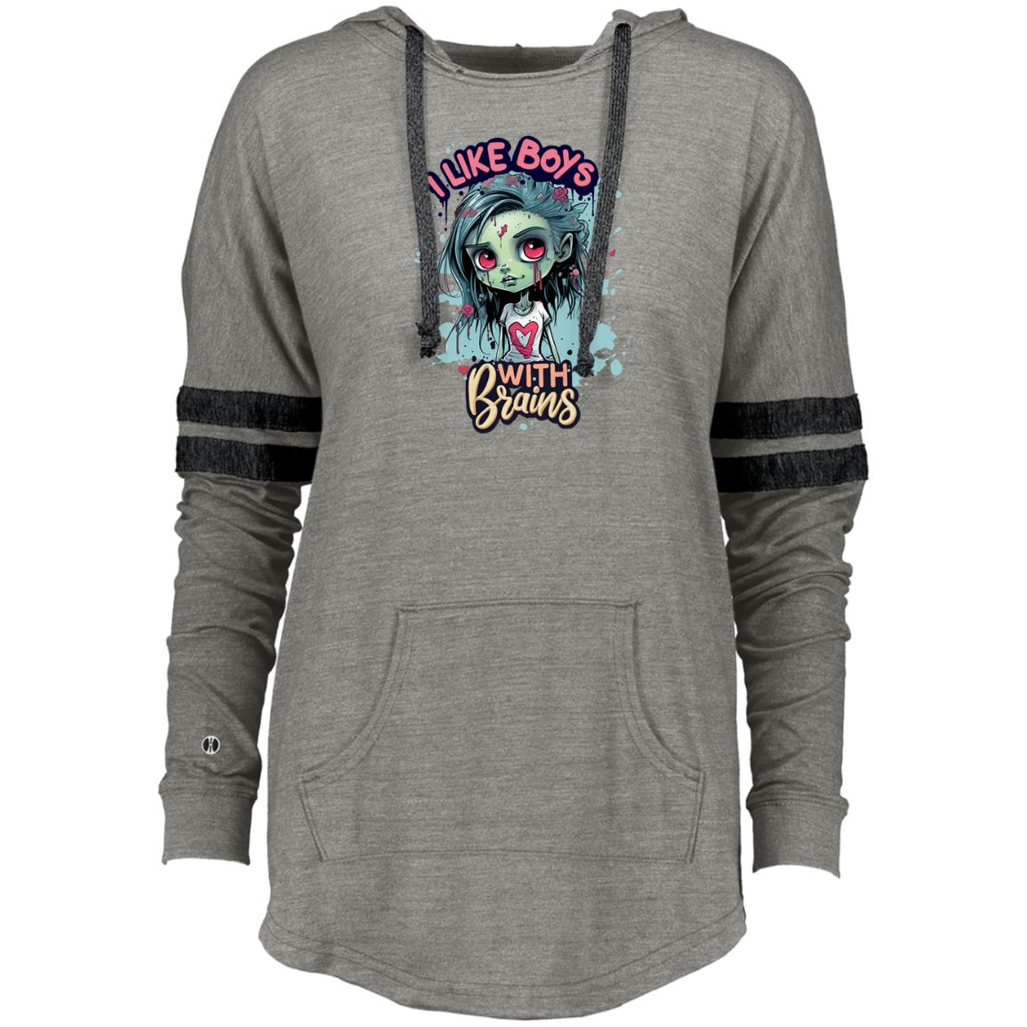 The Grumpy Cookies - Boys With Brains Ladies Hooded Low Key Pullover