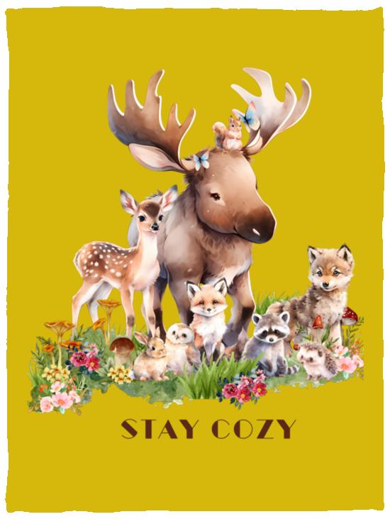 The Grumpy Cookies - Woodland Babies Stay Cozy Plush Fleece Blanket - 30x40