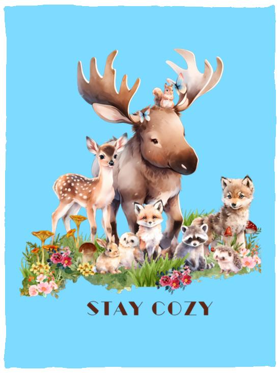 The Grumpy Cookies - Woodland Babies Stay Cozy Plush Fleece Blanket - 30x40