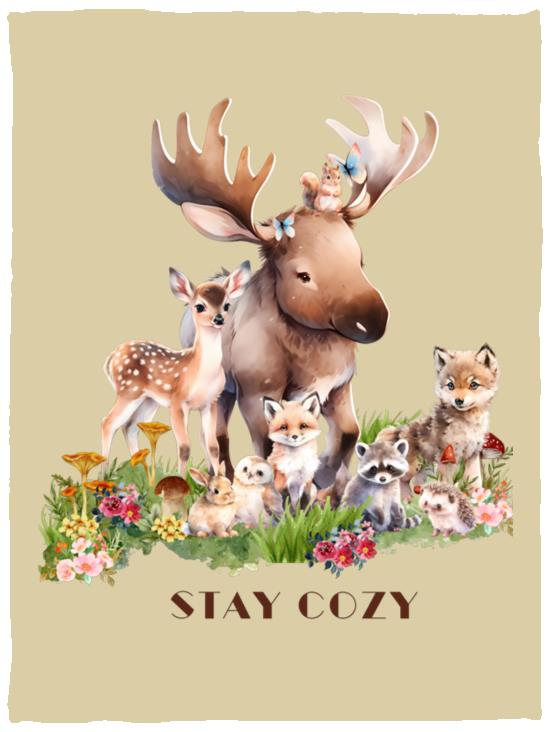 The Grumpy Cookies - Woodland Babies Stay Cozy Plush Fleece Blanket - 30x40