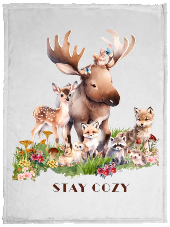 The Grumpy Cookies - Woodland Babies Stay Cozy Plush Fleece Blanket - 30x40