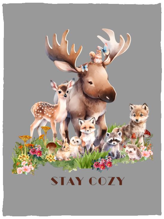 The Grumpy Cookies - Woodland Babies Stay Cozy Plush Fleece Blanket - 30x40