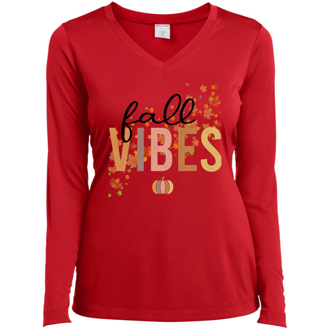 The Grumpy Cookies - Fall Vibes Ladies’ Long Sleeve Performance V-Neck Tee