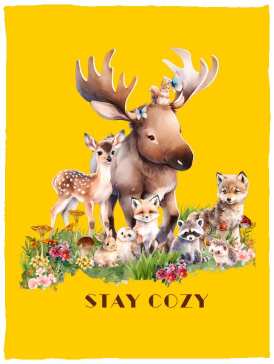 The Grumpy Cookies - Woodland Babies Stay Cozy Plush Fleece Blanket - 30x40