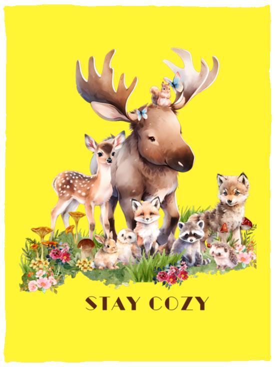 The Grumpy Cookies - Woodland Babies Stay Cozy Plush Fleece Blanket - 30x40