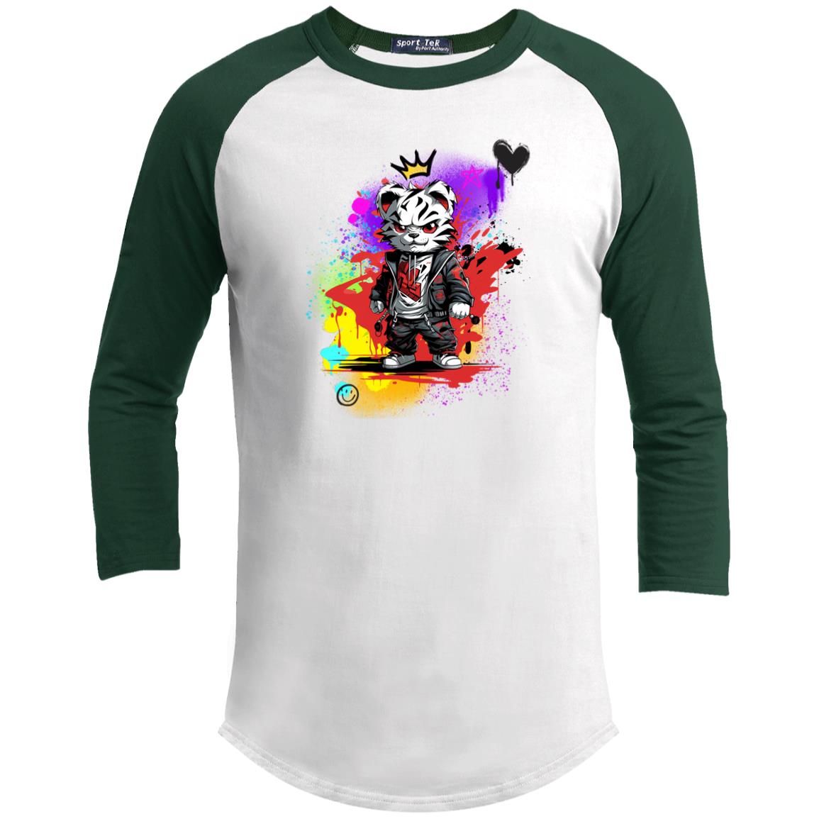 The Grumpy Cookies - Felix the White Tiger Youth 3/4 Raglan Sleeve Shirt