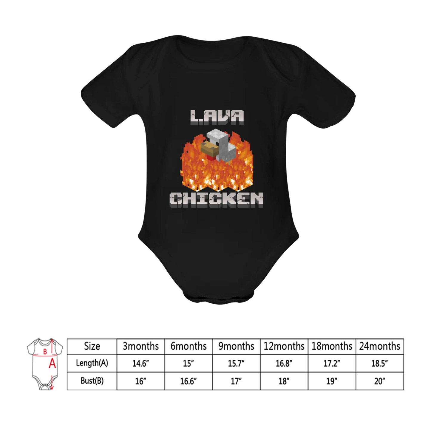 Minecraft - Lava Chicken Baby Powder Organic Short Sleeve One Piece