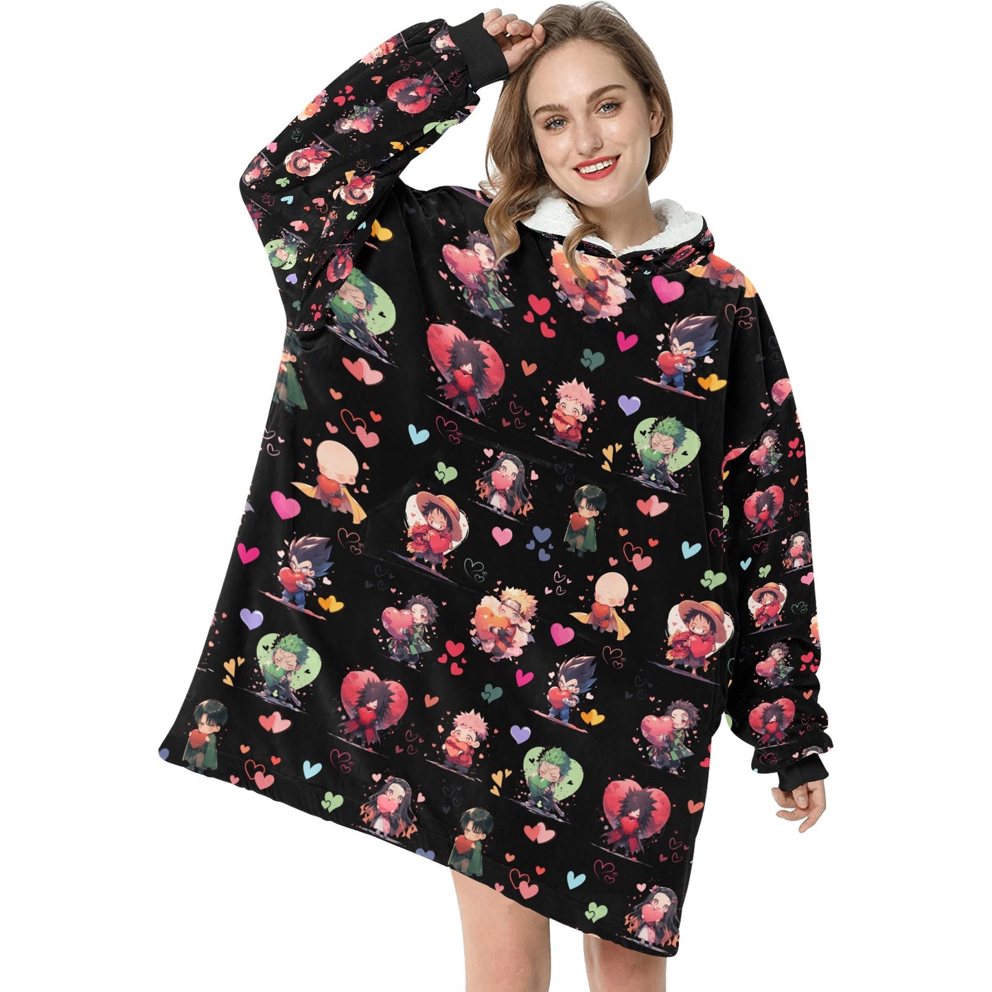 Chibi Anime Friends - Lotsa Love Blanket Hoodie for Women