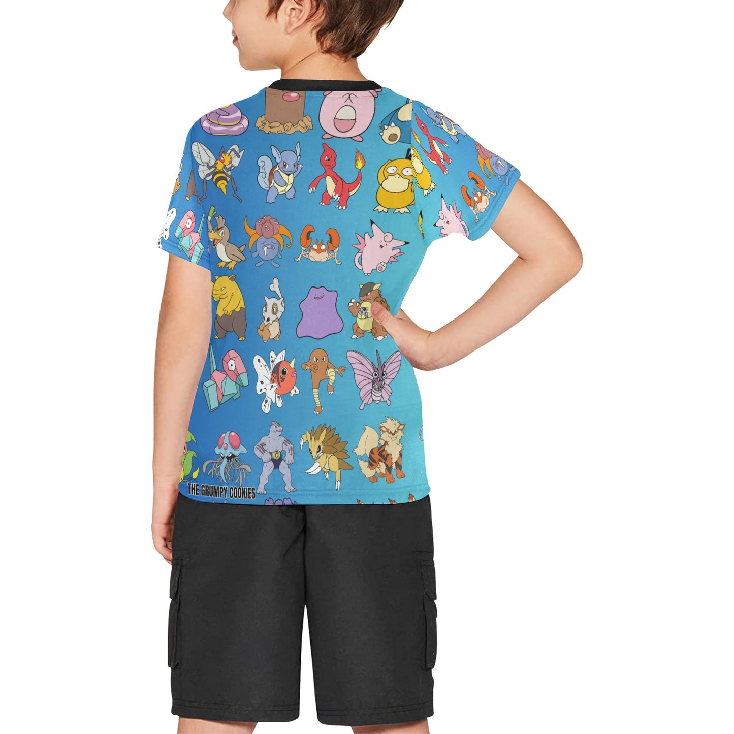 Pokemon - Gotta Catch Em II Blue Big Boys' All Over Print Crew Neck T-Shirt