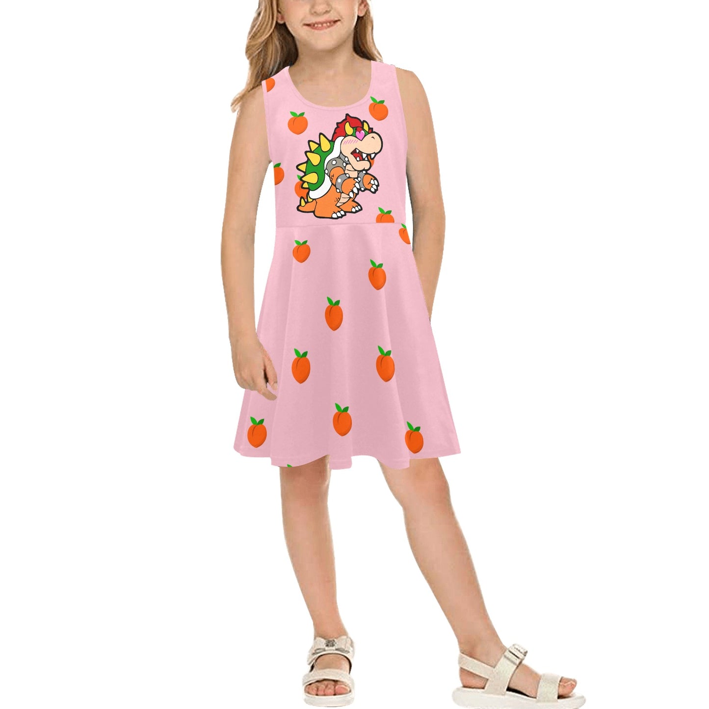 Mario Bros. - Bowser Loves Peaches Peaches Peaches Peaches Peaches Girl's Sleeveless Sundress
