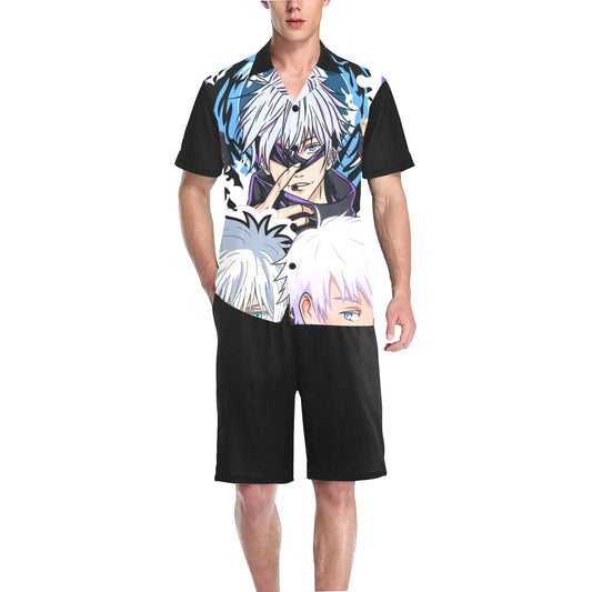 Jujutsu Kaisen - Peek-A-Boo Gojo Men's V-Neck Short Pajama Set