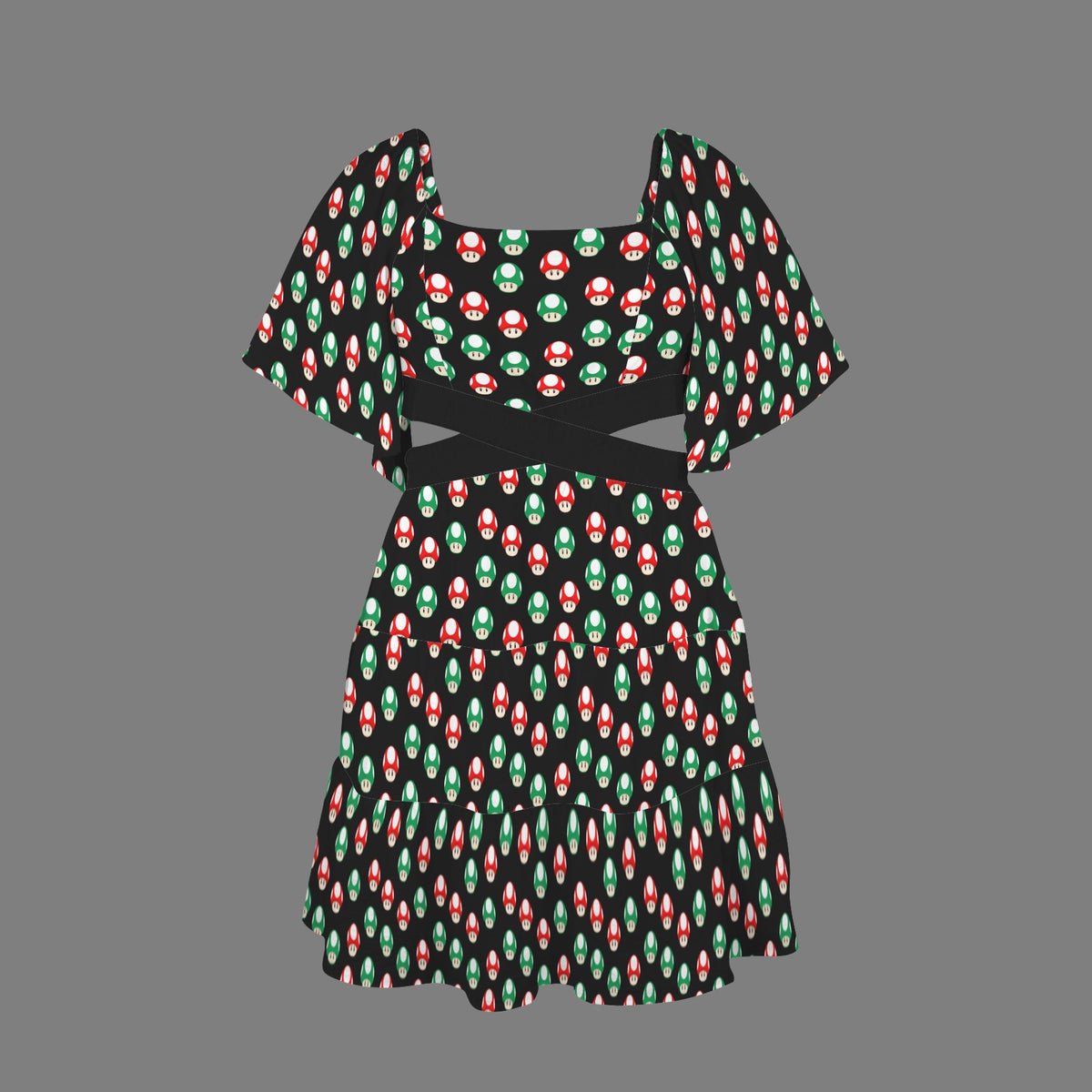 KPDH - That's My Hat Women's Square Neck Crossover Waist Cutout Casual Dresses