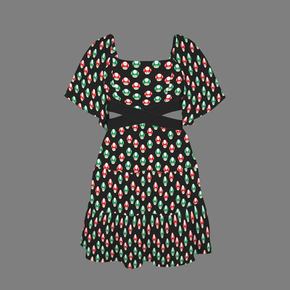 KPDH - That's My Hat Women's Square Neck Crossover Waist Cutout Casual Dresses