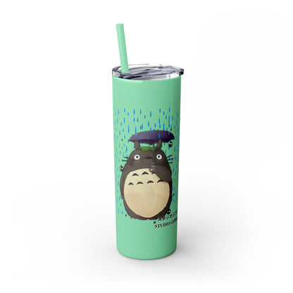 Totoro in the Rain Skinny Tumbler with Straw, 20oz