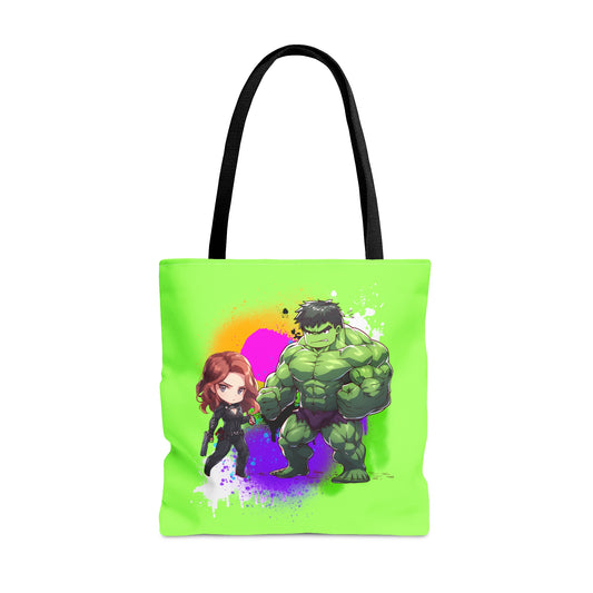 Hulk Loves Black Widow Green Tote Bag