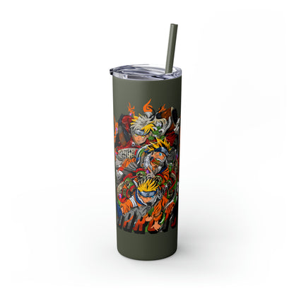 The Many Faces of Naruto Skinny Tumbler with Straw, 20oz