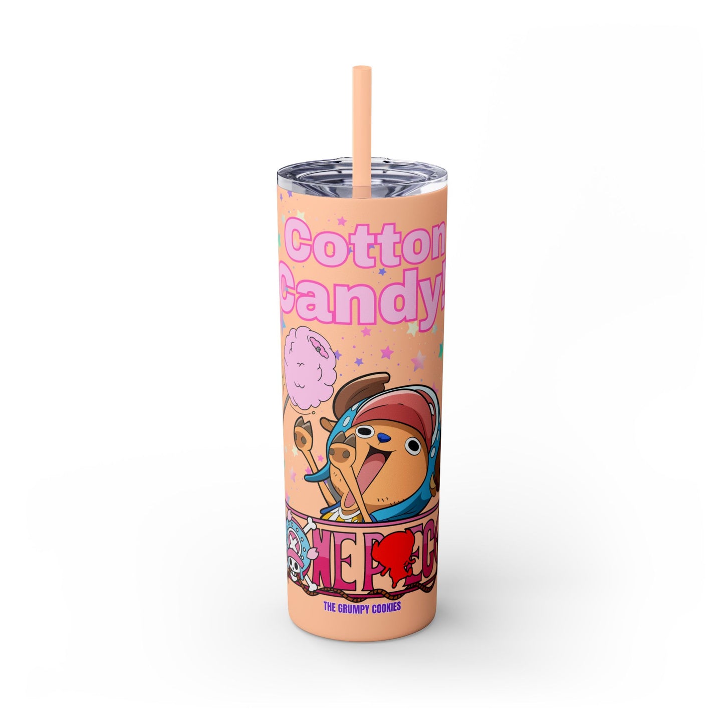One Piece - Chopper Loves Cotton Candy Skinny Tumbler with Straw, 20oz