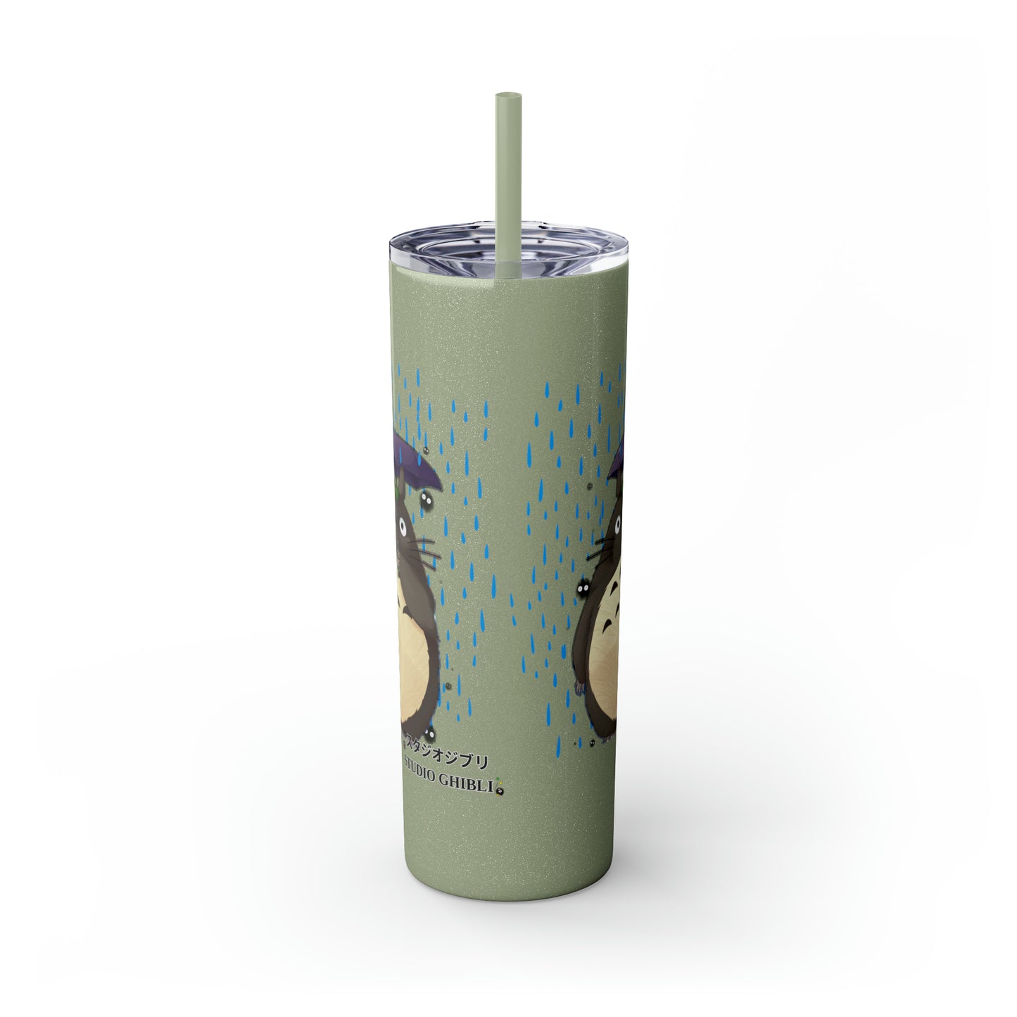 Totoro in the Rain Skinny Tumbler with Straw, 20oz