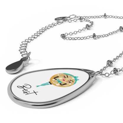 Teal "Best" The Grumpy Cookies Oval Necklace