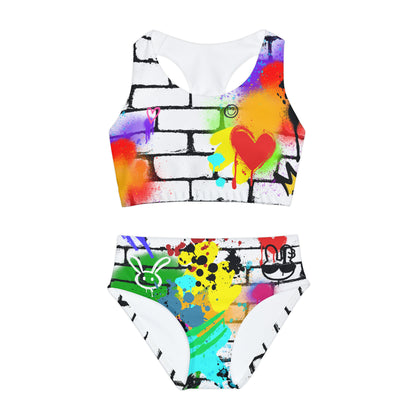 Graffiti Girls Two Piece White Swimsuit